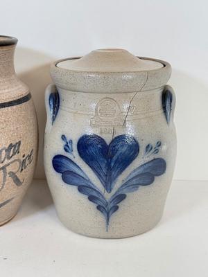 LOT 50: Stoneware Pottery Collection for Kitchen: Spice Jars, Rockdale & Rowe Pottery