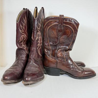 LOT 51: Two Pairs of Cowboy Boots: Dan Post (made in Spain) & J. Chisholm (made in USA)