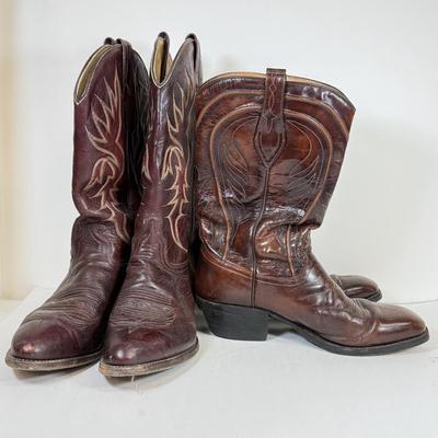 LOT 51: Two Pairs of Cowboy Boots: Dan Post (made in Spain) & J. Chisholm (made in USA)