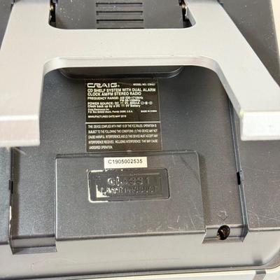 LOT 52: Craig CD Shelf System w/ Dual Alarm Clock AM/FM Stereo Radio Model CM427, Memorex iPhone/iPod Clock Radio Model Mi4290PBLK &...