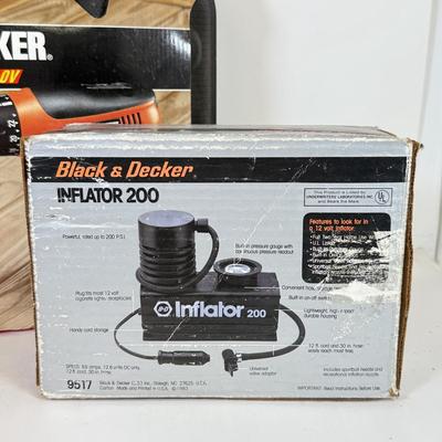 LOT 53: New Tools: Black & Decker Firestorm 12.0V Cordless Drill/Driver jCD431K & Inflator 200 9517