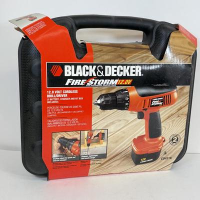 LOT 53: New Tools: Black & Decker Firestorm 12.0V Cordless Drill/Driver jCD431K & Inflator 200 9517