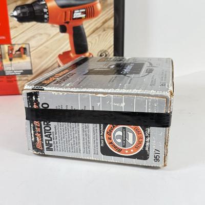 LOT 53: New Tools: Black & Decker Firestorm 12.0V Cordless Drill/Driver jCD431K & Inflator 200 9517