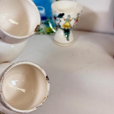 LOT 55: Four Vintage Egg Cups, Bovano Plate, Glass Plates & More