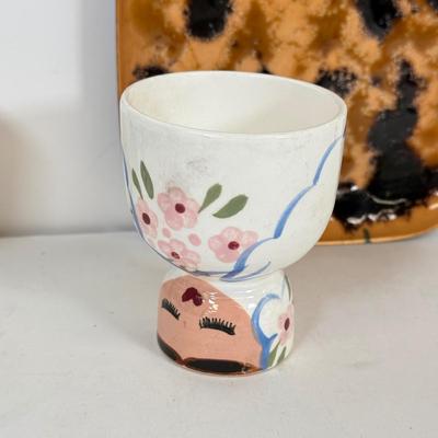 LOT 55: Four Vintage Egg Cups, Bovano Plate, Glass Plates & More