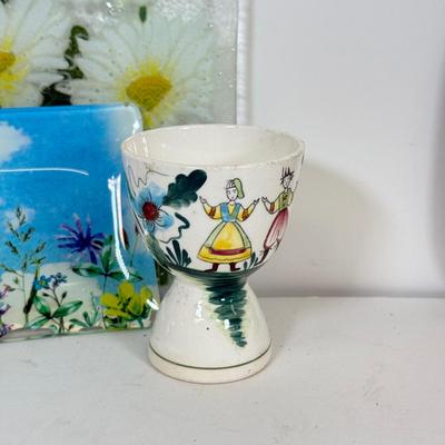 LOT 55: Four Vintage Egg Cups, Bovano Plate, Glass Plates & More