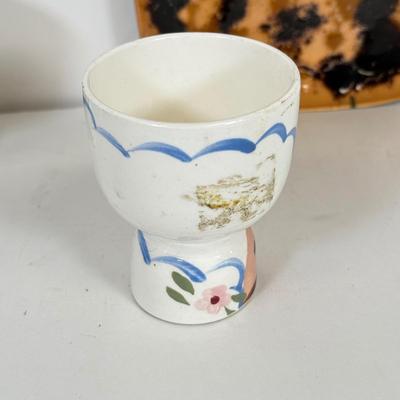 LOT 55: Four Vintage Egg Cups, Bovano Plate, Glass Plates & More