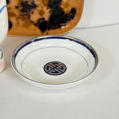 LOT 55: Four Vintage Egg Cups, Bovano Plate, Glass Plates & More