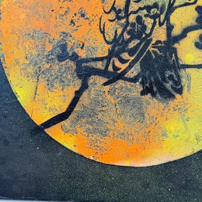 LOT 57: Owl Moon Stencil Painting signed by artist Mike Alter
