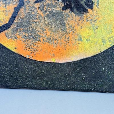 LOT 57: Owl Moon Stencil Painting signed by artist Mike Alter