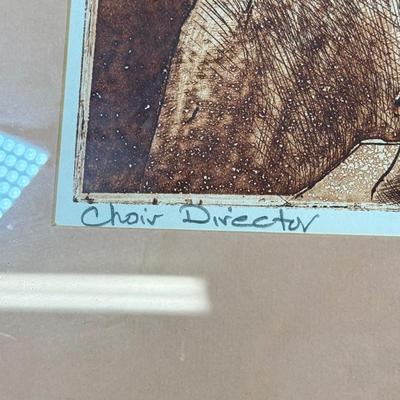 LOT 58: "Choir Director" Lithograph Signed Carol M Hershey May 1979