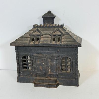 LOT 60: Mini Cast Iron House Front, S&P Shakers & Figures w/ Vintage Japanese Dog S&P Shakers