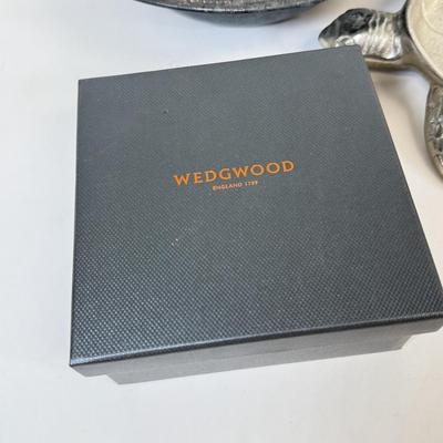 LOT 63: Wedgwood Arris Desk Clock w/ Box, FB Rogers Pieces, Turtle Dish & More