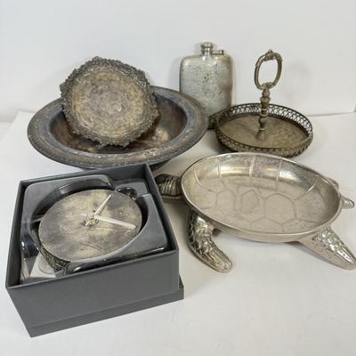 LOT 63: Wedgwood Arris Desk Clock w/ Box, FB Rogers Pieces, Turtle Dish & More