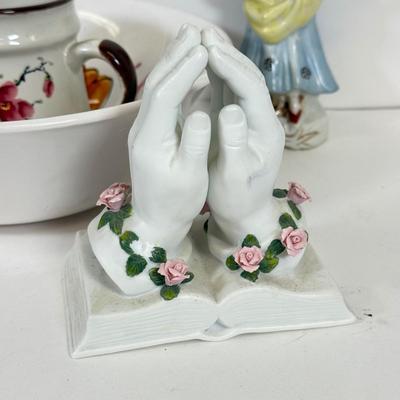 LOT 64: 1992 Lladro Collector's Society Bell, Hand Painted Japanese Figurine, Eagle Brand Ironstone Hand Painted Bowl & More