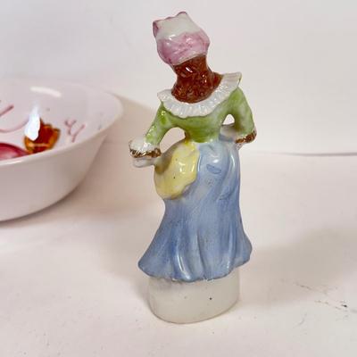 LOT 64: 1992 Lladro Collector's Society Bell, Hand Painted Japanese Figurine, Eagle Brand Ironstone Hand Painted Bowl & More