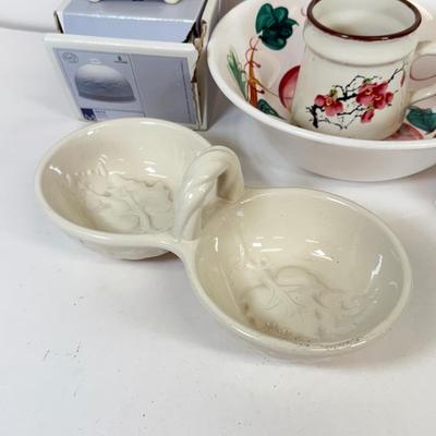 LOT 64: 1992 Lladro Collector's Society Bell, Hand Painted Japanese Figurine, Eagle Brand Ironstone Hand Painted Bowl & More