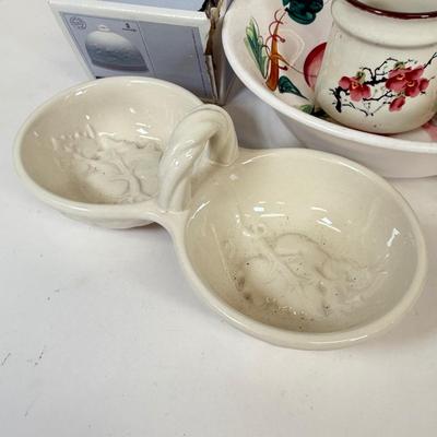 LOT 64: 1992 Lladro Collector's Society Bell, Hand Painted Japanese Figurine, Eagle Brand Ironstone Hand Painted Bowl & More