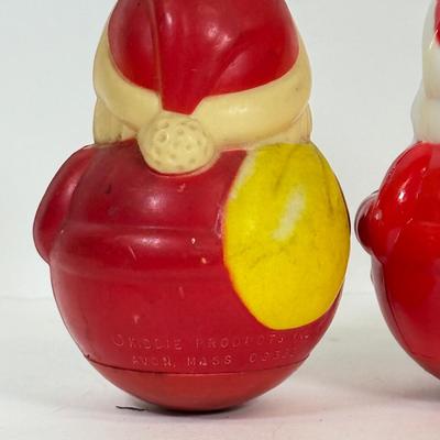 LOT 68: Vintage Kiddie Products Inc. Poly Santas, Paperboard Father Christmas Wall Decor, Painting, Toys