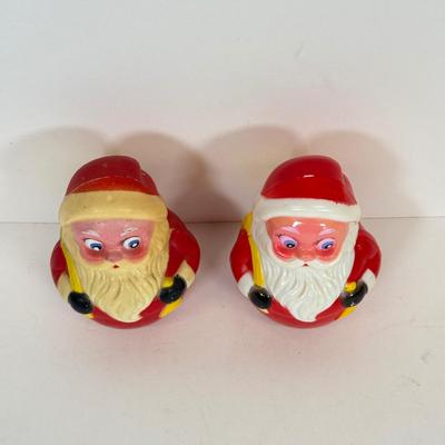 LOT 68: Vintage Kiddie Products Inc. Poly Santas, Paperboard Father Christmas Wall Decor, Painting, Toys