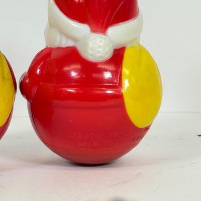 LOT 68: Vintage Kiddie Products Inc. Poly Santas, Paperboard Father Christmas Wall Decor, Painting, Toys