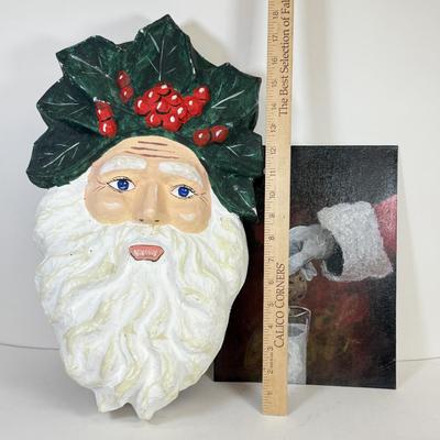 LOT 68: Vintage Kiddie Products Inc. Poly Santas, Paperboard Father Christmas Wall Decor, Painting, Toys