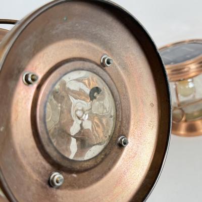 LOT 67: Three Copper & Brass Solar Powered Lanterns`