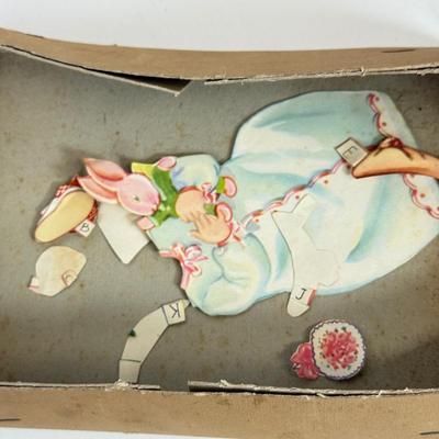 LOT 71: Vintage Paper Dress Up Dolls, Pink Bisque Porcelain Wall Hangings, Vintage Veil & More