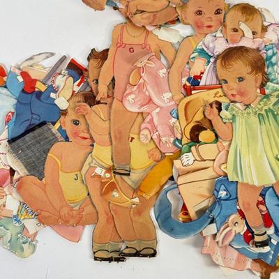 LOT 71: Vintage Paper Dress Up Dolls, Pink Bisque Porcelain Wall Hangings, Vintage Veil & More