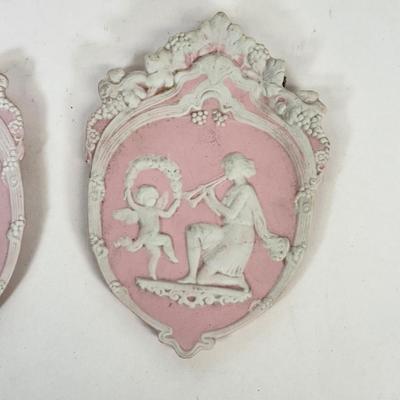 LOT 71: Vintage Paper Dress Up Dolls, Pink Bisque Porcelain Wall Hangings, Vintage Veil & More