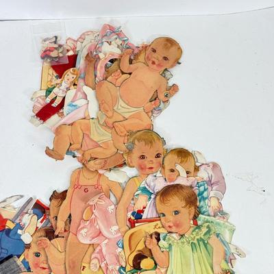 LOT 71: Vintage Paper Dress Up Dolls, Pink Bisque Porcelain Wall Hangings, Vintage Veil & More
