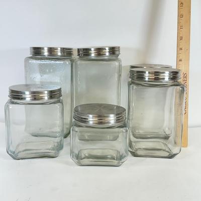 LOT 75: Clear Glass Kitchen Canisters