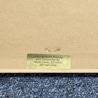 LOT 77: Framed Watercolor of Man on Punt Boat