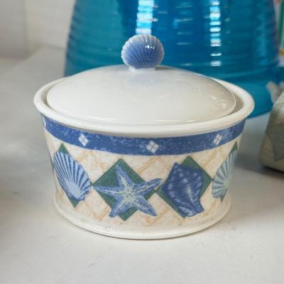 LOT 78: For the Beach House: Surfboard Platters, Large Drink Dispenser, Mermaid Pillow Covers (washable)& More