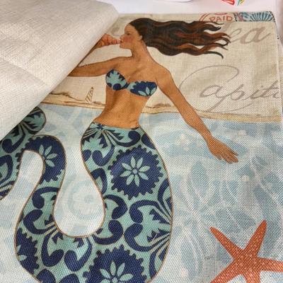 LOT 78: For the Beach House: Surfboard Platters, Large Drink Dispenser, Mermaid Pillow Covers (washable)& More