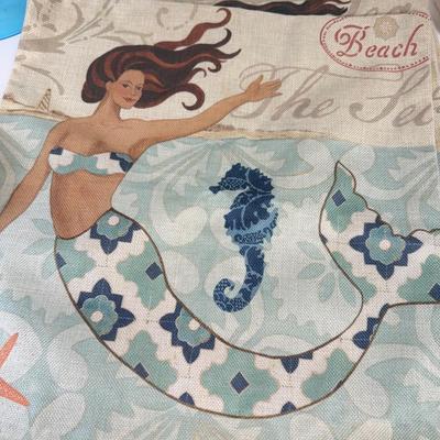 LOT 78: For the Beach House: Surfboard Platters, Large Drink Dispenser, Mermaid Pillow Covers (washable)& More