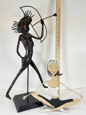LOT 79: National Geographic Home Metal Flat Sculpture & Woman Meditating / Mindfulness Metal Sculpture