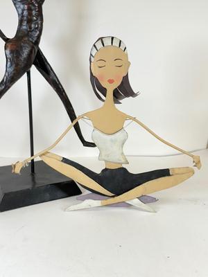 LOT 79: National Geographic Home Metal Flat Sculpture & Woman Meditating / Mindfulness Metal Sculpture