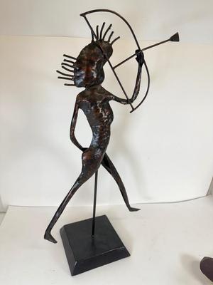 LOT 79: National Geographic Home Metal Flat Sculpture & Woman Meditating / Mindfulness Metal Sculpture