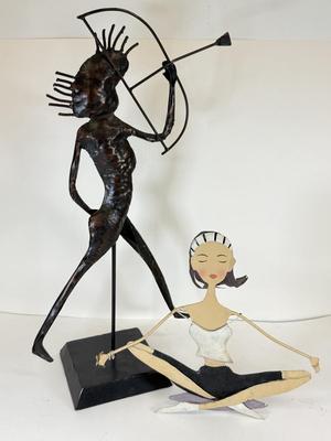LOT 79: National Geographic Home Metal Flat Sculpture & Woman Meditating / Mindfulness Metal Sculpture