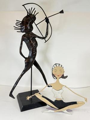 LOT 79: National Geographic Home Metal Flat Sculpture & Woman Meditating / Mindfulness Metal Sculpture