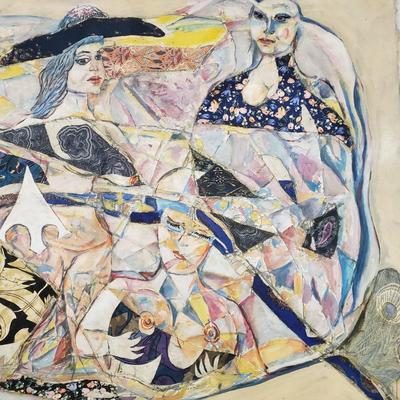 LOT 82: Two Large Paintings/Mixed Media Art on Canvas