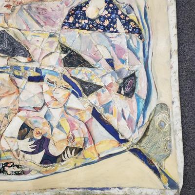 LOT 82: Two Large Paintings/Mixed Media Art on Canvas