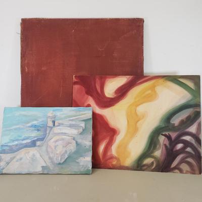 LOT 88: Collection of Vintage Paintings on Canvas