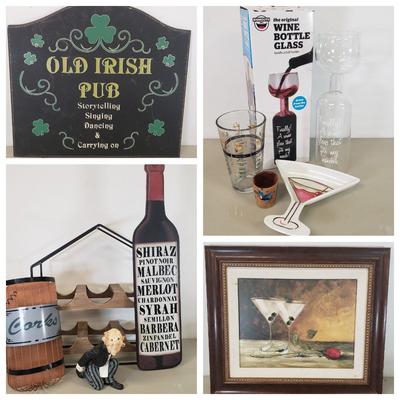 LOT 92: Assortment of Barware & Wine Enthusiast Decor
