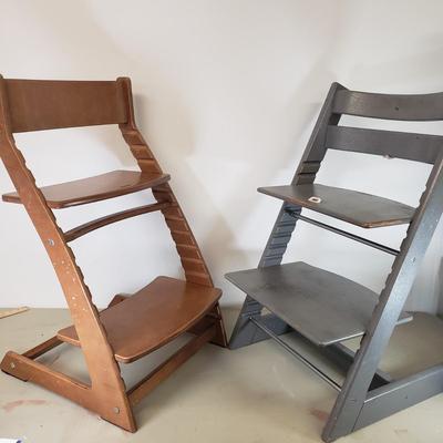 LOT 94: Fornel & Stokke Adjustable Wooden High Chairs