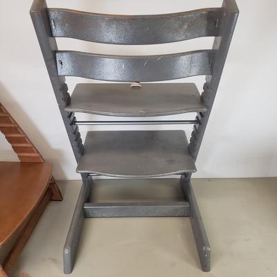 LOT 94: Fornel & Stokke Adjustable Wooden High Chairs