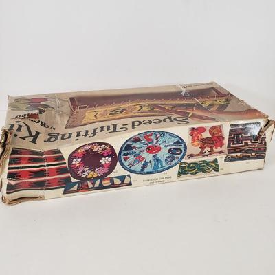 LOT 99: Assortment of Vintage Arts & Crafts-New Crewel in Pack, Tufting Kit, Leathercraft Kit & More