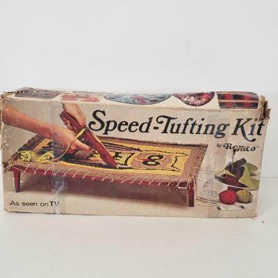 LOT 99: Assortment of Vintage Arts & Crafts-New Crewel in Pack, Tufting Kit, Leathercraft Kit & More
