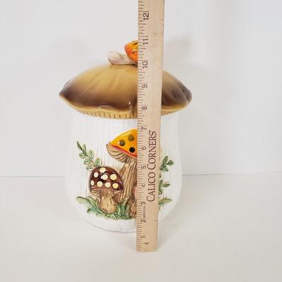 LOT 100: Vintage Merry Mushrooms Ceramic Canister